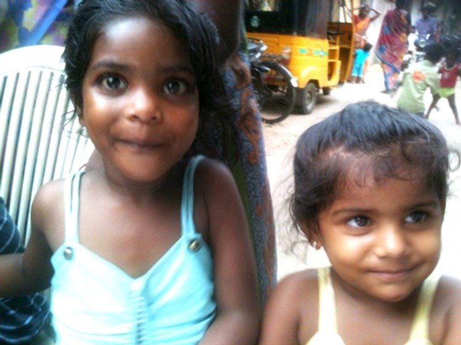 Two children in a Chennai neighbourhood where KarmaCorps works
